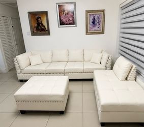 White Leather Sectional Sofa