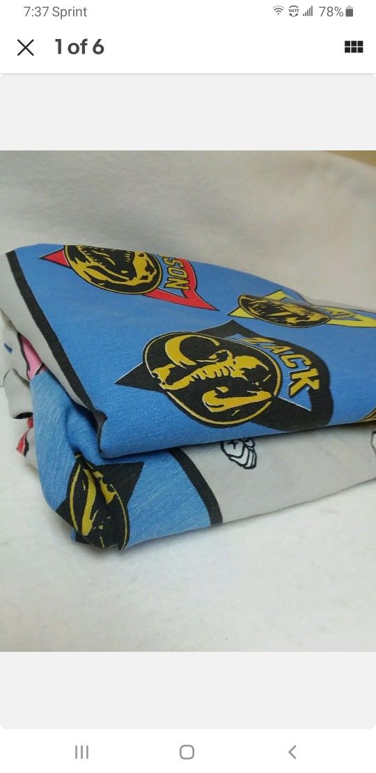 Mighty Morphin Power Rangers 1994 flat twin bed sheet & 2 pillowcase TV vintage