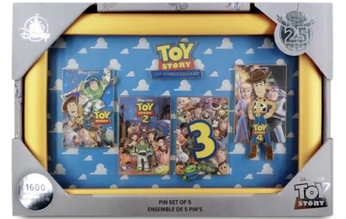 Disney Store Pixar Toy Story 25th Anniversary Pin Set Limited Edition 1600