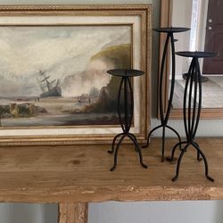 Black wrought iron candle holders