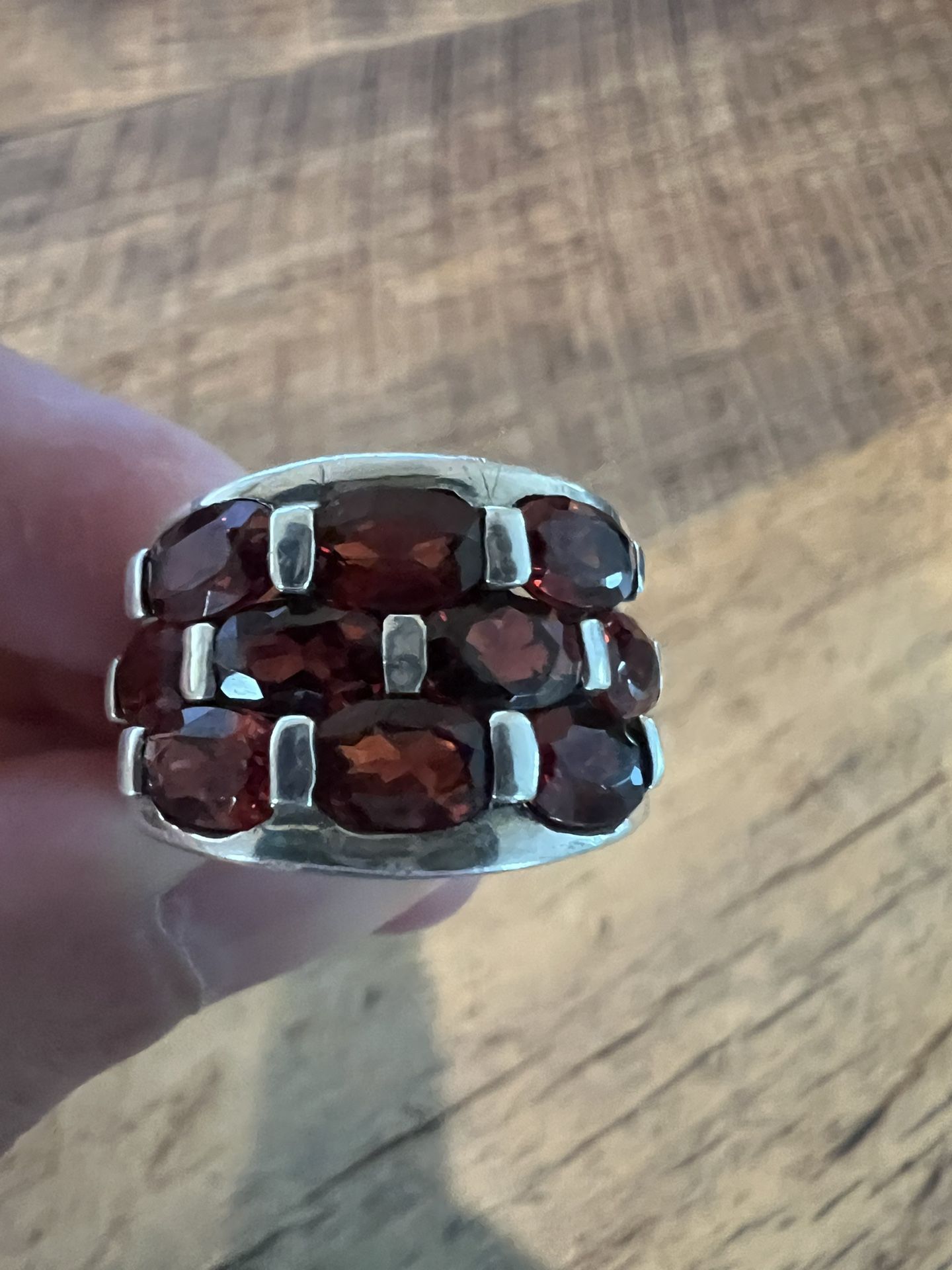 Ring — Size: 6.5, Sterling Silver and Garnet