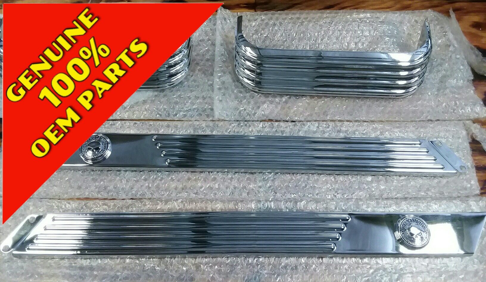 Harley Davidson saddlebag guard rail inserts skull 93- later