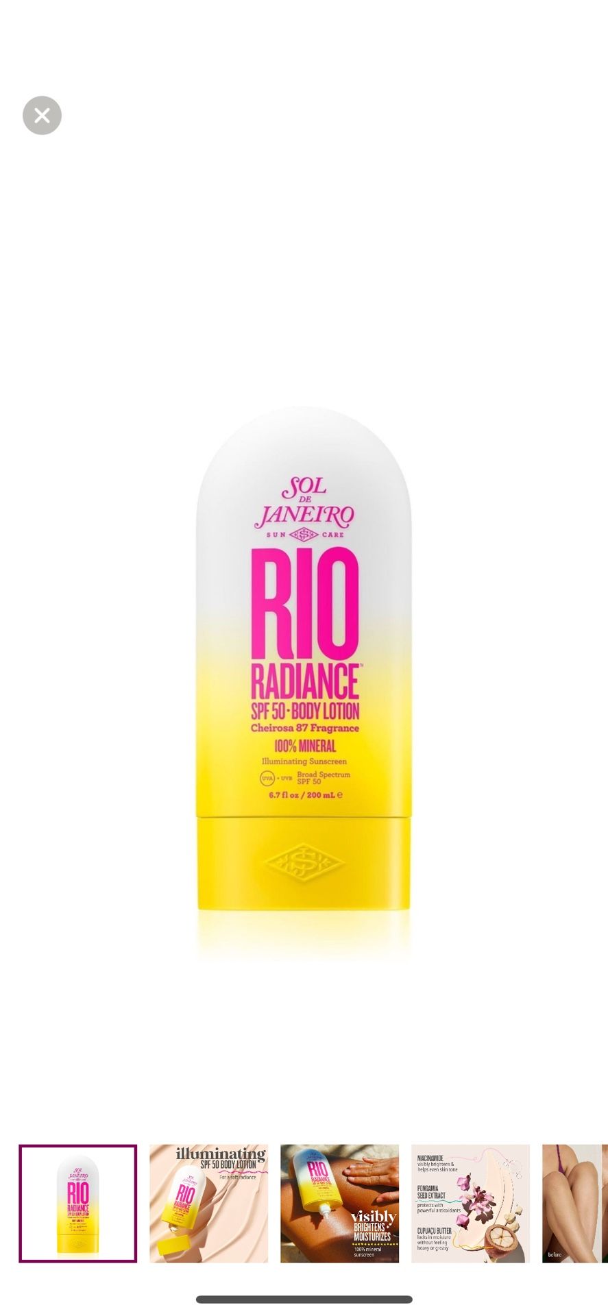 New Sol De Janeiro Rio Radiance SPF 50 Body Lotion Full Size 