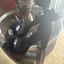 Peep toe Heel Suede Sandals With Fur 