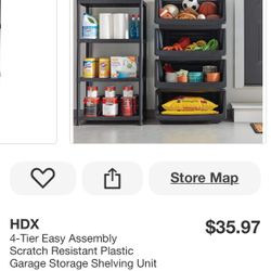 HDX 4-Tier Easy Assembly Scratch Resistant Plastic Garage Storage Shelving Unit in Black (28 in. W x 52 in. H x 15 in. D)