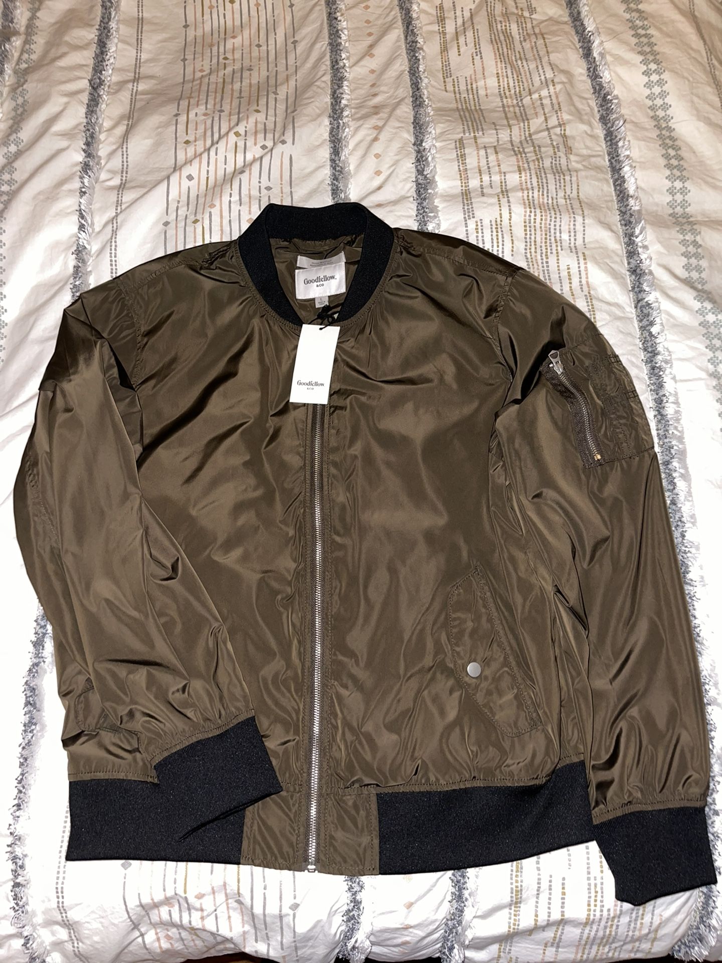 Goodfellow Olive Bomber Jacket Sz L