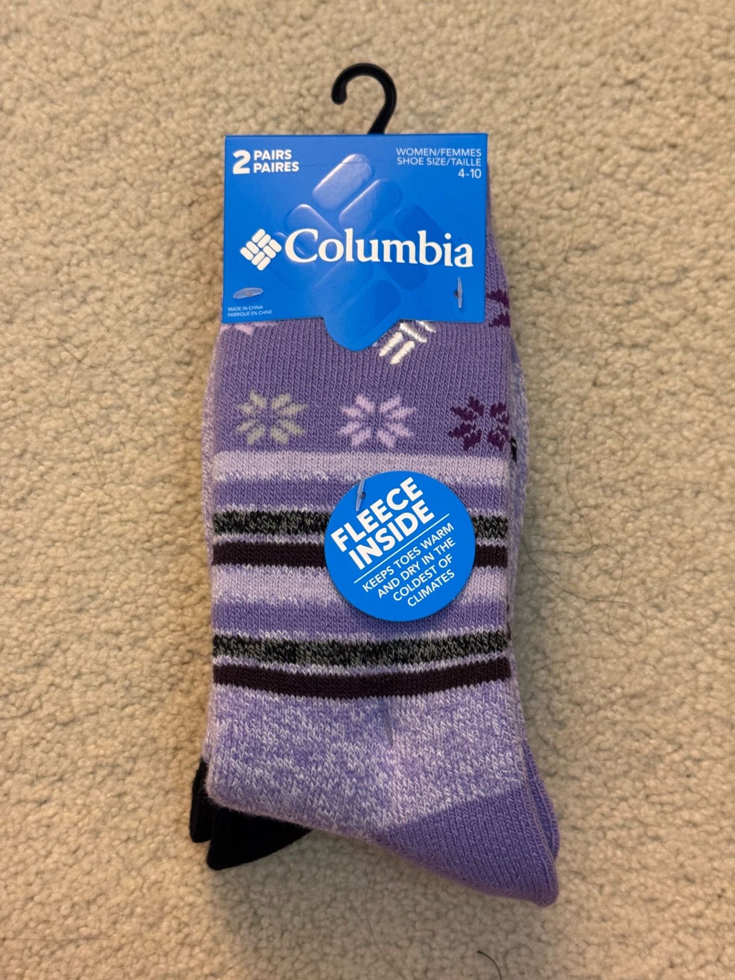 Columbia Warm Fleece Socks (2 pairs) - Thick Fleece W Size 4-10