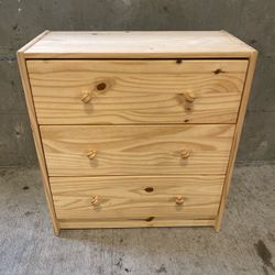 Solid Natural Wood 3-Drawer Dresser