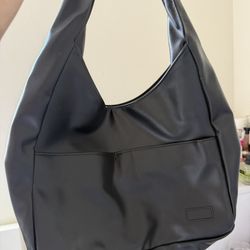 black faux-leather hobo/shoulder bag