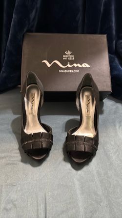 Nina Elegant Black Peep-Toe Heels .  Sexy 4 inch heel