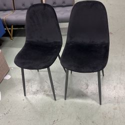 Velvet Dining Chairs Set of 2 - Kitchen Chairs with Metal Legs for Living, Bedroom, Restaurant - Black Chairs for Dining Room, Chair Set for 2