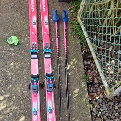 Head CR Crystal Downhill Skis Pink Blue Black White with Tyrolia Bindings
