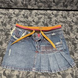 Jaded London Y2K Style Draw-Pleated Denim Mini Skirt Size 2   The Jaded London Y2K Style Draw-Pleated Denim Mini Skirt in size 2 is a trendy and styli