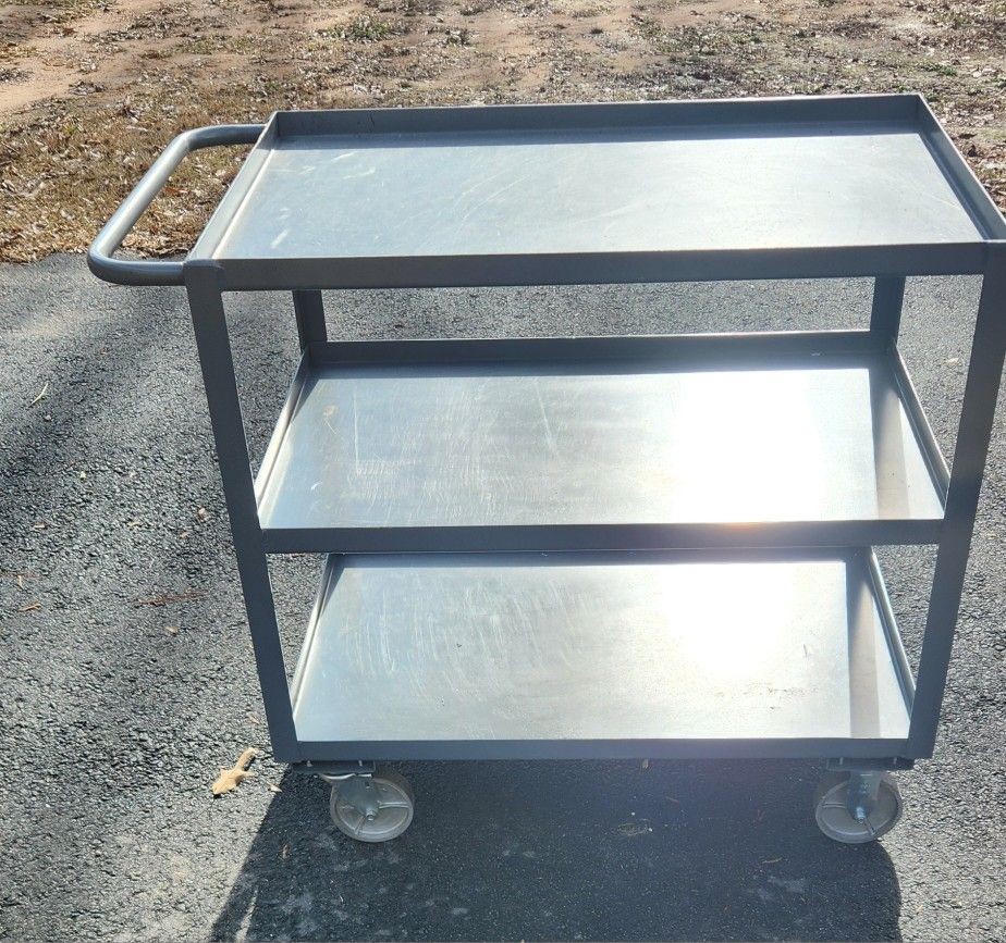 Jamco Utility Meyal Cart with 3 Lipped Metal Shelves
