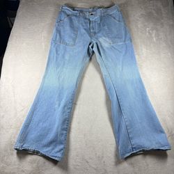 Vintage 70's Gap Bell Bottom Flared Men’s 36x30 Denim Jeans Distressed #1573