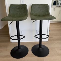 Distressed Green MCM Adjustable Bar Stools