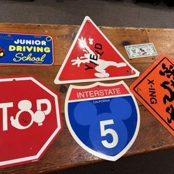 Disney & LEGOLAND Metal Road Signs Lot – STOP, YIELD, Interstate 5 (Used)