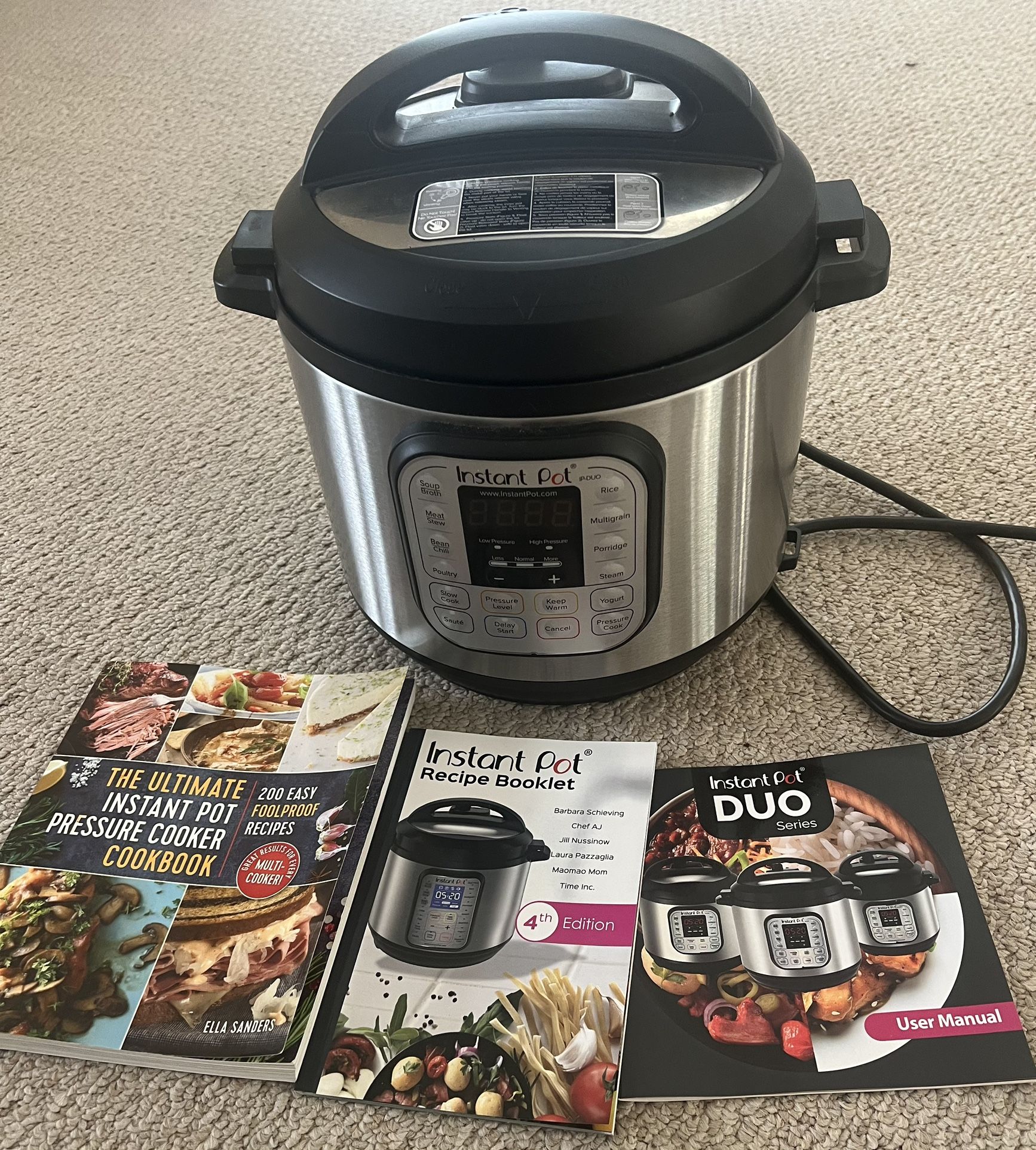 Instant Pot Duo 6 Quart Pressure Cooker W/ Cookbook