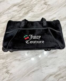 Juicy Couture Black Velour Rolling Duffel Bag