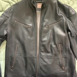 Hugo Boss Leather Jacket XL Vintage 