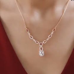 Morganite and White Zircon Necklace - new! 