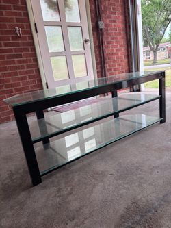 Glass and Black Metal TV Stand