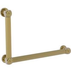 Allied Brass Cube Design Reeded 90 Deg. Left Hand Grab Bar, Unlacquered Brass