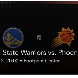 Suns Vs. Warriors, Lower Level, Tuesday, Dec. 12