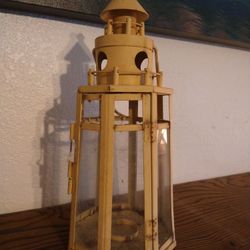 Off White Metal Votive Candle Lantern 12.5" Tall