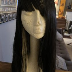 Black Wig With Blonde/Silver Undertones