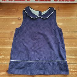 SIZE 8 GIRLS SLEEVELESS NAVY COLLAR COTTON TUNIC