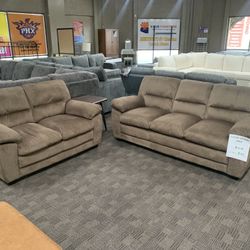 Brown Sofa And Love Seat 
