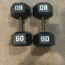 60lb Iron Dumbbells 