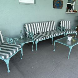 Anitque Retro Cast Aluminum  Victorian Style Molla Outdoor 5 Piece Furniture Set