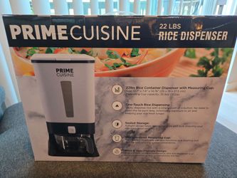 NEW Prime Cuisine 22 LBS Rice Dispenser with Measuring Cup - Sealed Brand New Box