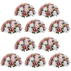 NUPTIO Large Flower Balls for Centerpieces - 10 Pcs 13.8in Diameter Dusty Rose & White Artificial Flower