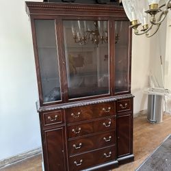 Genuine Antique Wood Dining room china cabinet Real Wood From Estate Sale