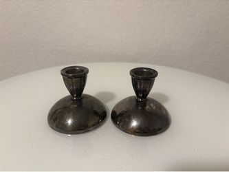 Vintage Pair Silverplate Candle Holders