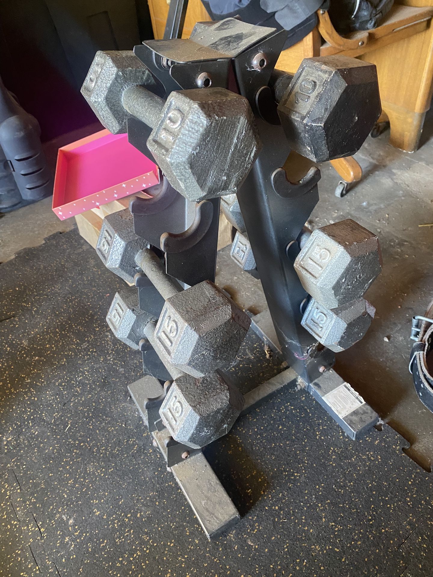 80 Lbs Of Dumbbells And Rack