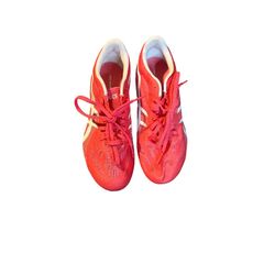 ASICS Women’s Coral Pink Track Spikes with White Stripes Size 8.5