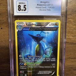 Pokemon Graded Slab CGC 8.5 (Old Blue Label) Kingdra #108 (2015) Primal Clash Reverse Holo