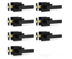 Plustool 7 Pack Matte Black Door Handles Interior, Keyless Interior Door Knobs