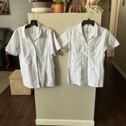 Two universal Adar white short coat one size large, and one size small $20 each 