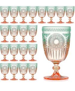 12 pieces-Elegant Blue-Orange Vintage wine glass -