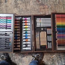 A beginner drawing painting  and writing