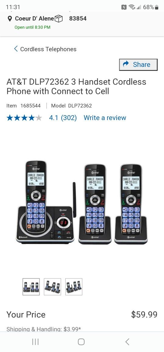 New 3 Home cordless phones works with cell phone