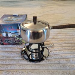Vintage Stainless Steel Party Fondue Set. I Don't Think It Has Ever Been Used.