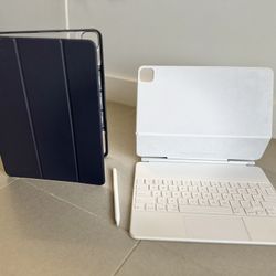 Apple Magic Keyboard + Pencil 2 + OtterBox Case Bundle — iPad Pro 12.9” — White