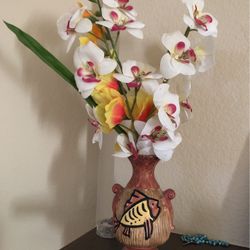 Hand Crafted Flower Vase* Flowers Free Bonus*