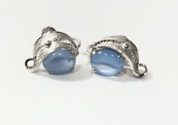 Earrings - Star Sapphire, clip-on.